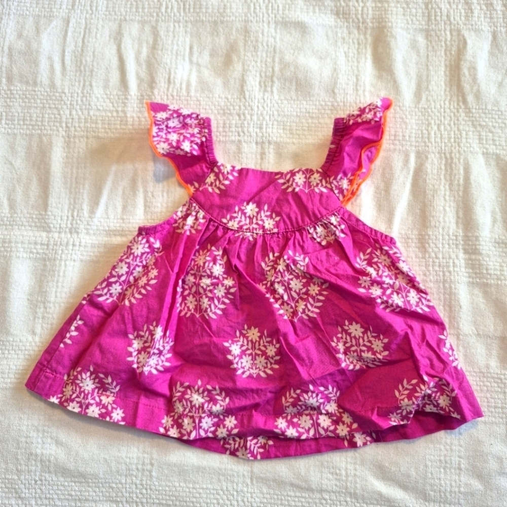 Pink Chicken girls size 3-6 months purple & white flower tunic cap sleeve VGUC